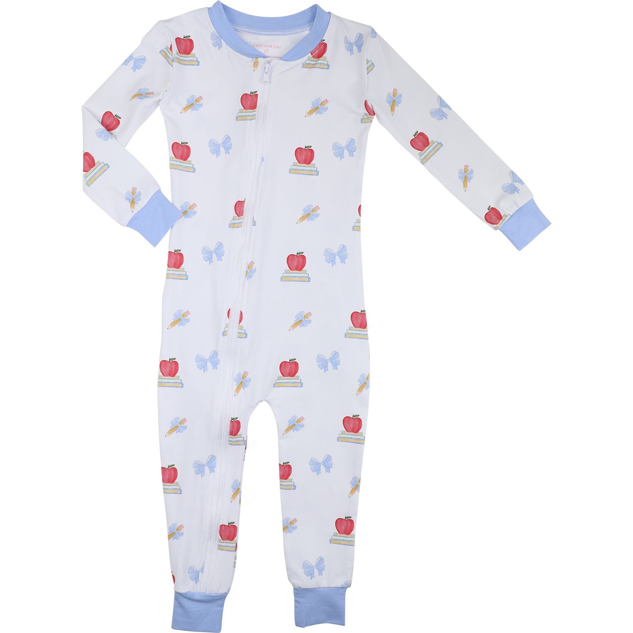 Girls Books And Apples Knit Zipper Pajamas