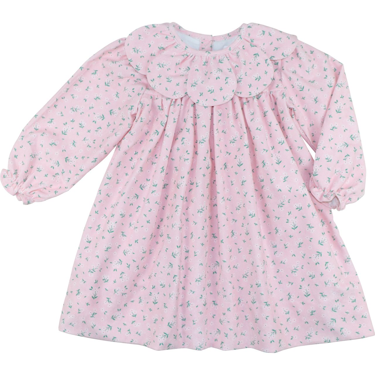 Pink Daisy Corduroy Petal Collar Dress