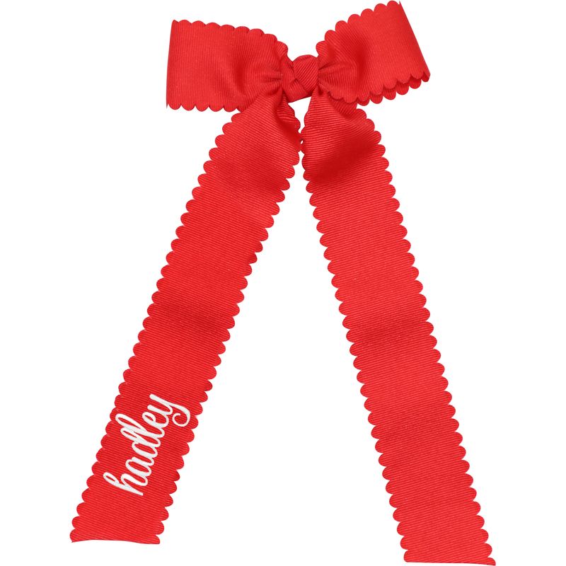Red Monogrammed Streamer Bow