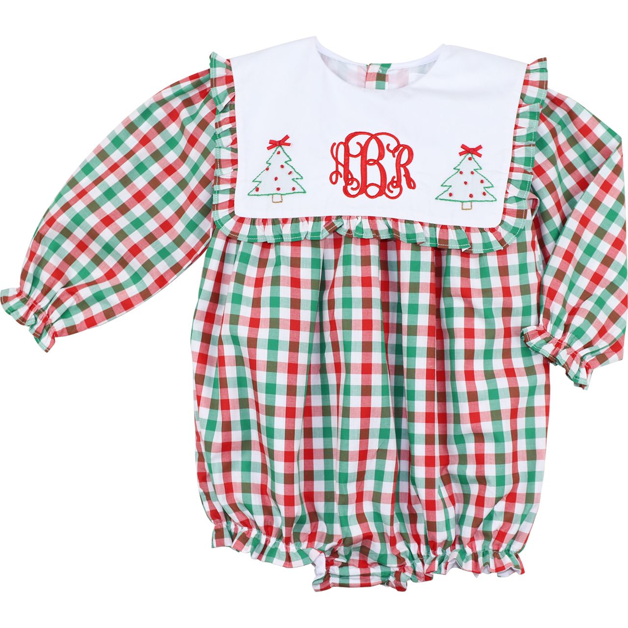 Red And Green Check Embroidered Christmas Tree Bubble