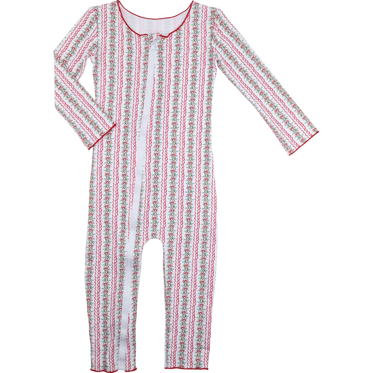 Red And Green Knit Holiday Garland Zipper Pajamas