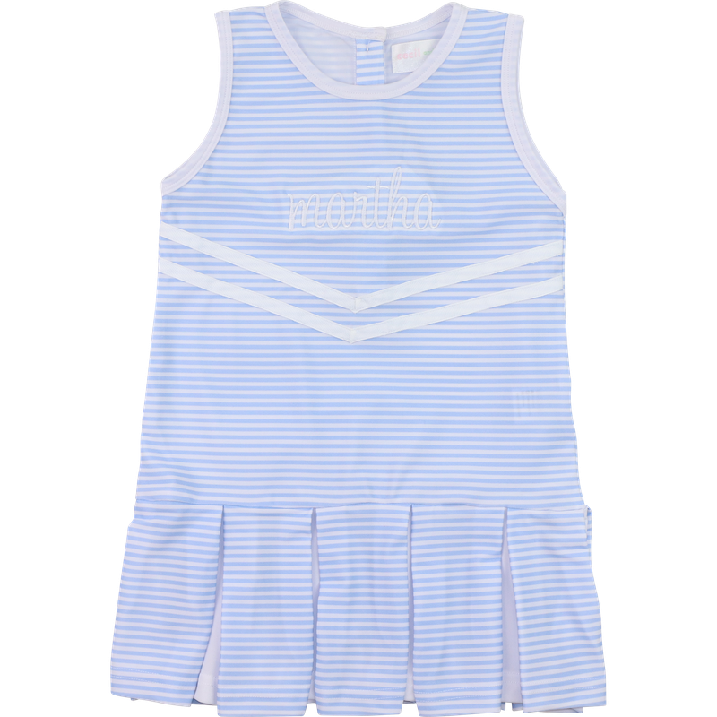 Light Blue Striped Lycra Tennis/Cheer Dress Size 7 Light Blue Striped Lycra Tennis/Cheer Dress Size 7