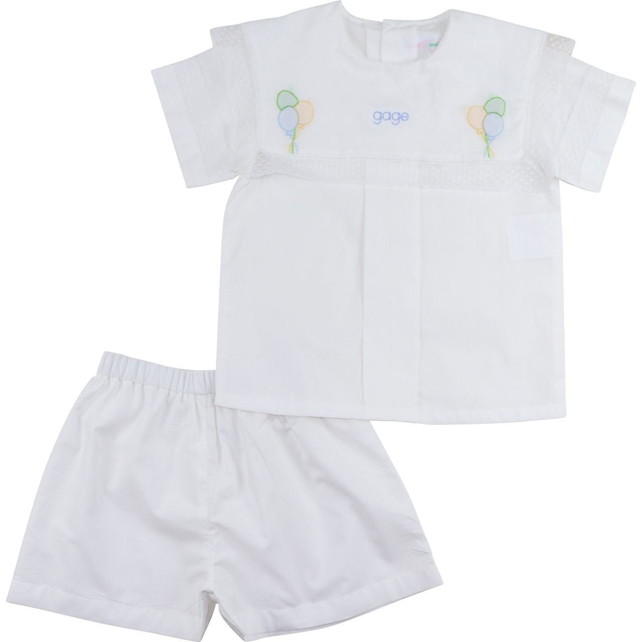Blue Birthday Balloon Heirloom Short Set