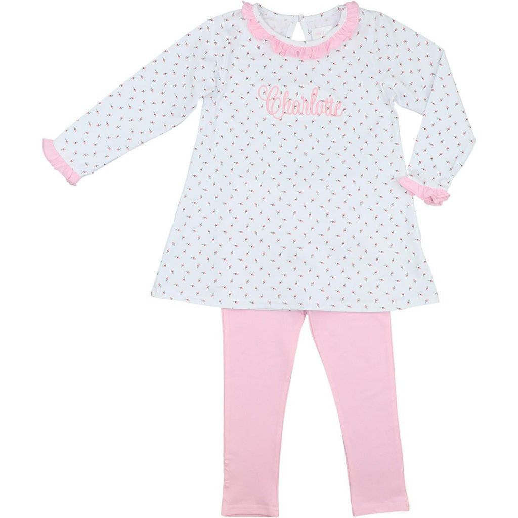 Pink Rosebud Knit Legging Set