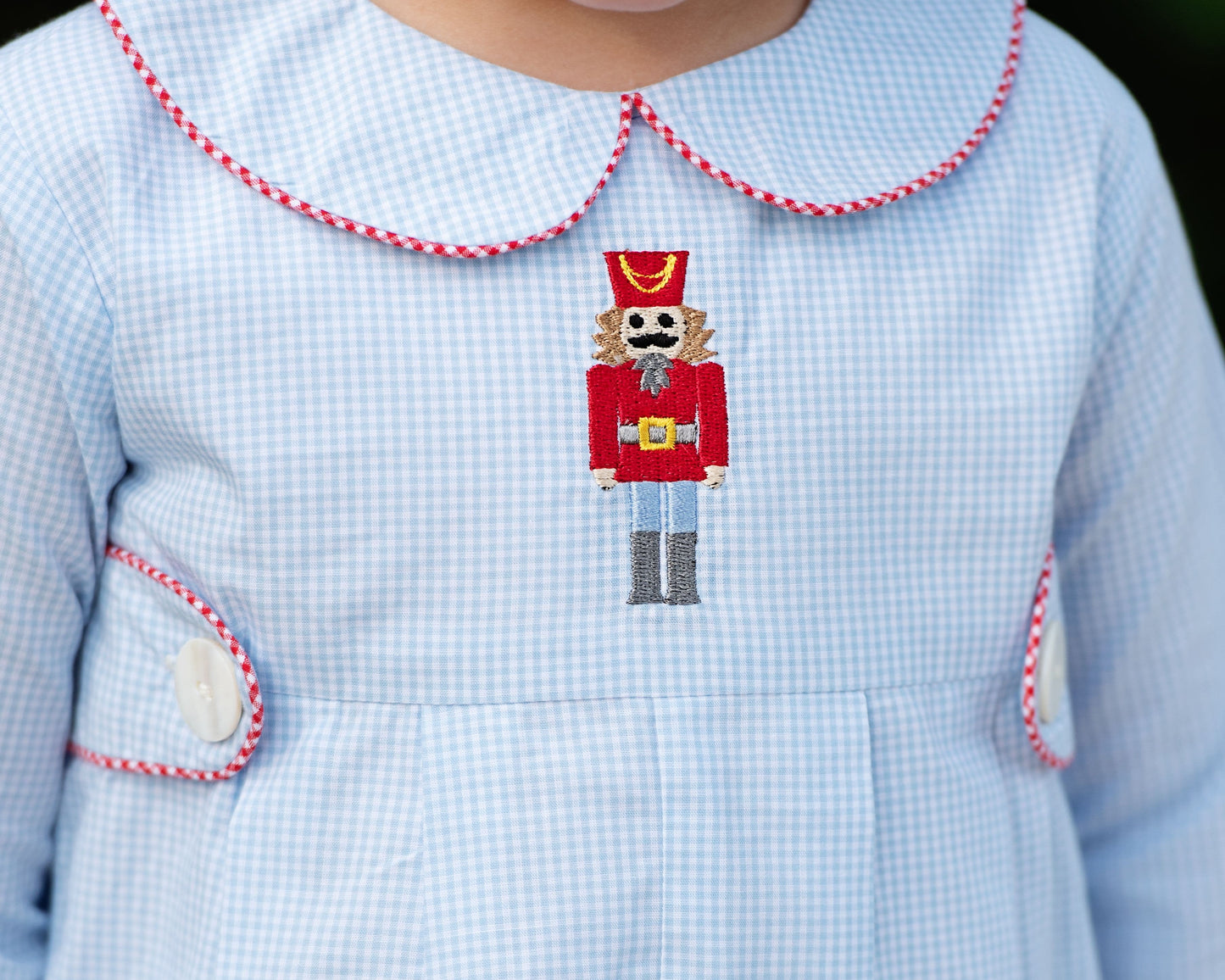 Embroidered Nutcracker Long Romper