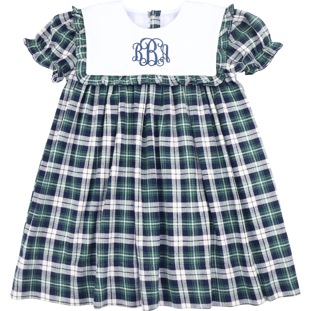 Navy And Green Plaid Flannel Dress
