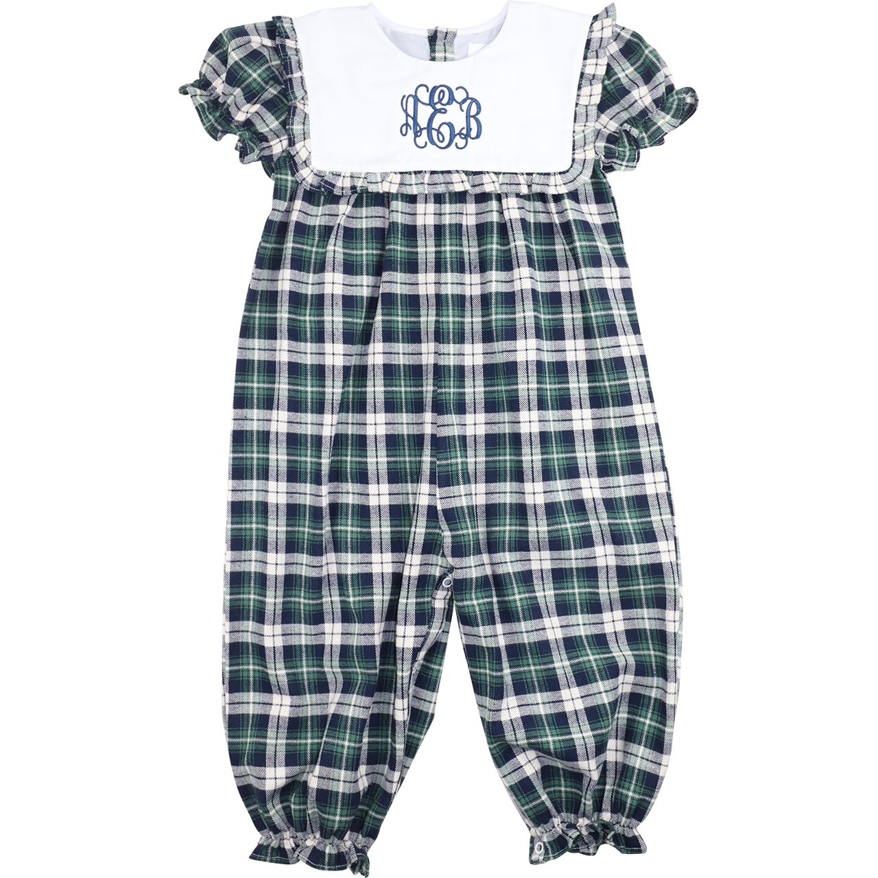 Navy And Green Plaid Flannel Long Bubble