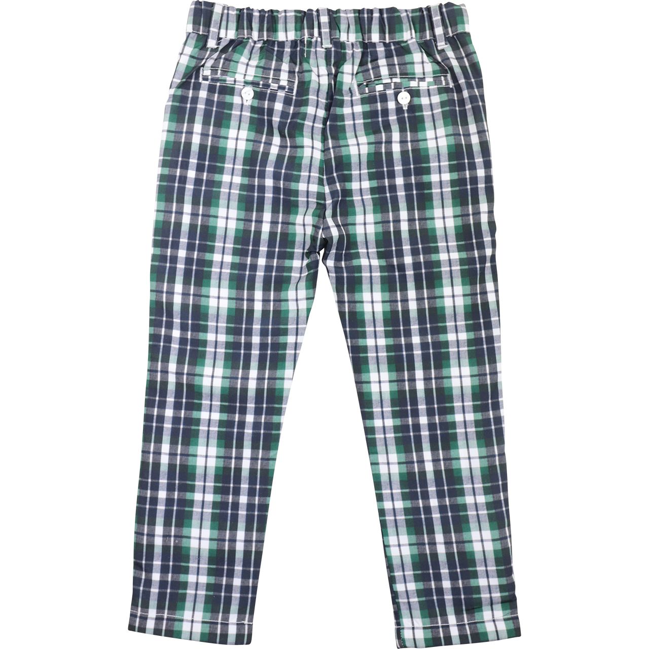 Navy And Green Plaid Pants Back View