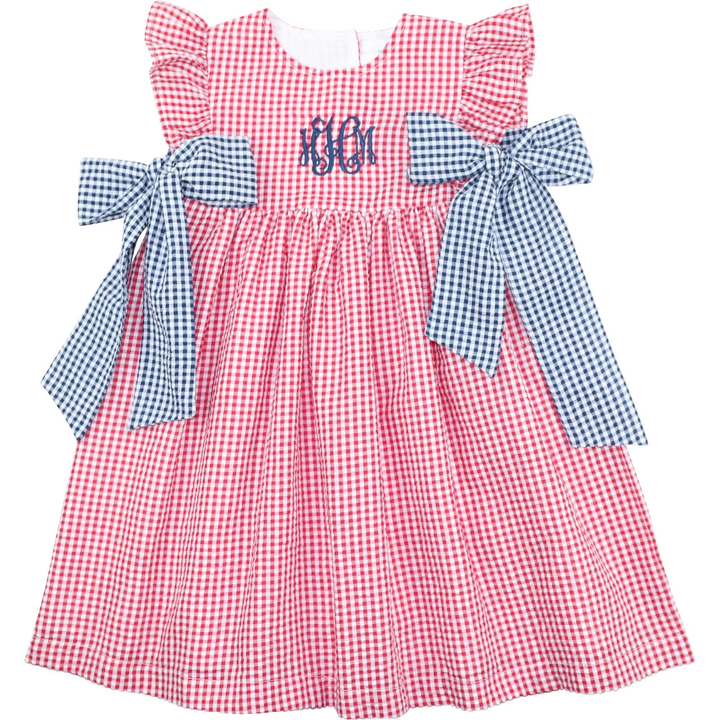 Navy And Red Seersucker Dress