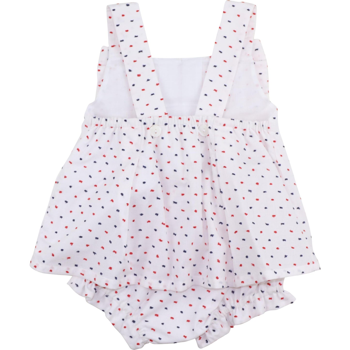 Navy And Red Swiss Dot Bow Diaper Set