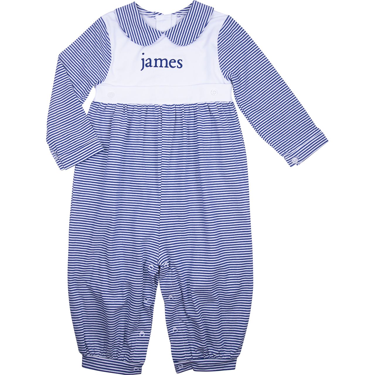 Navy And White Stripe Knit Long Romper