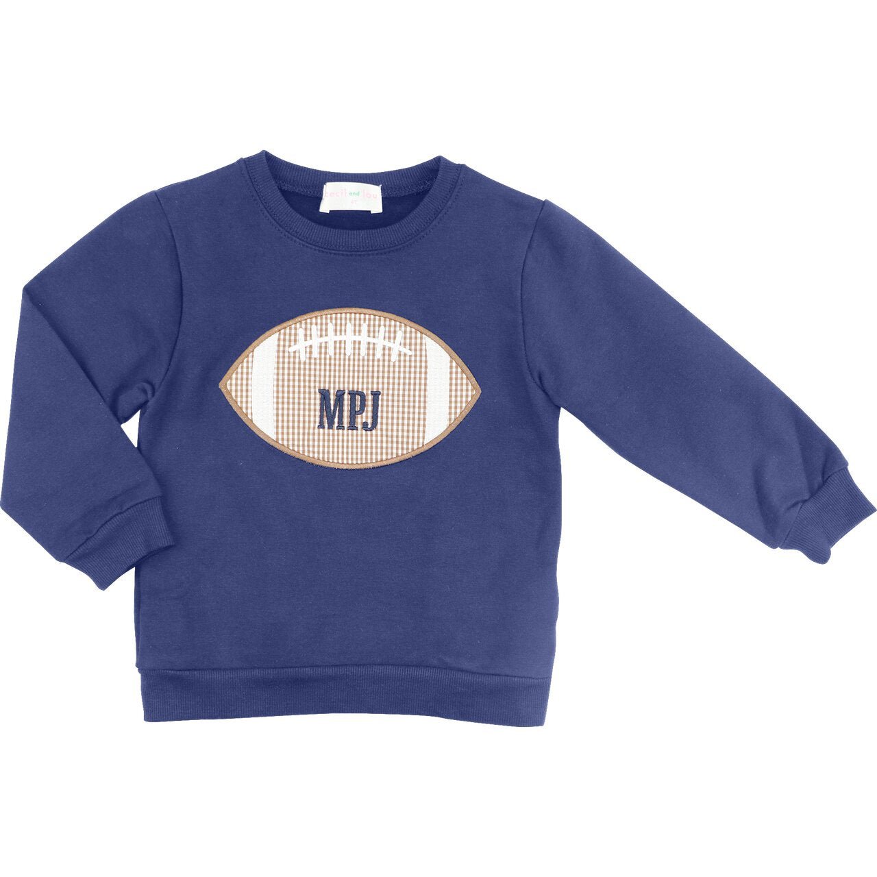 Navy Applique Football Sweatshirt