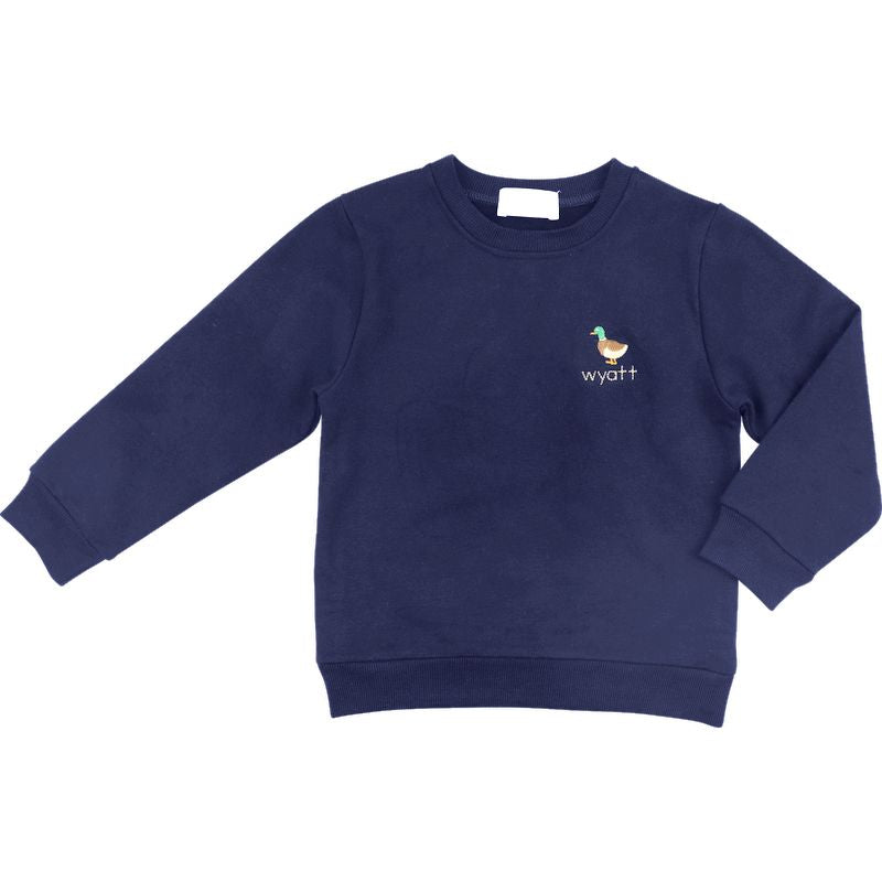 Navy Embroidered Mallard Sweatshirt