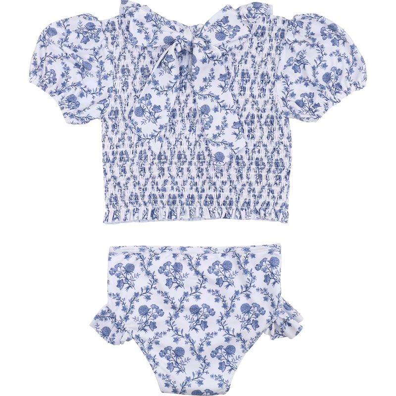 Navy Floral Ruched Swim Set