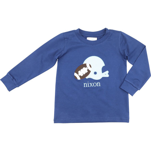 Navy Knit Applique Football Shirt