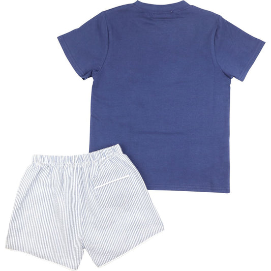 Navy Seersucker Mouse Ears Short Set