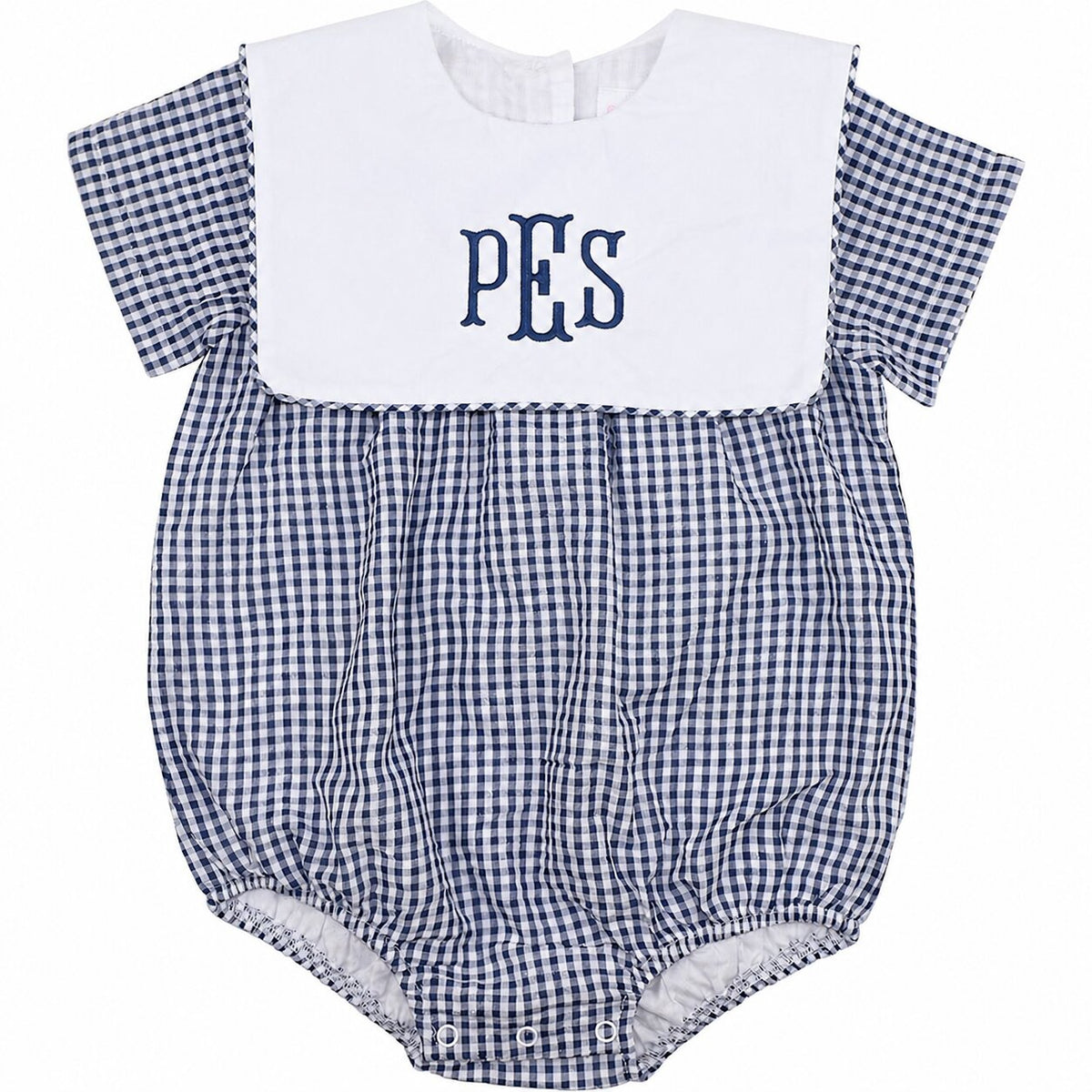 Navy Seersucker Square Collar Bubble2