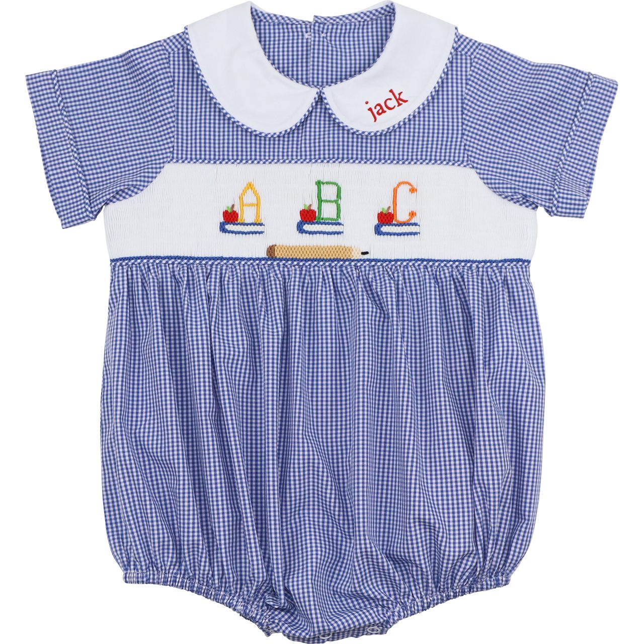 Navy Smocked ABC Bubble