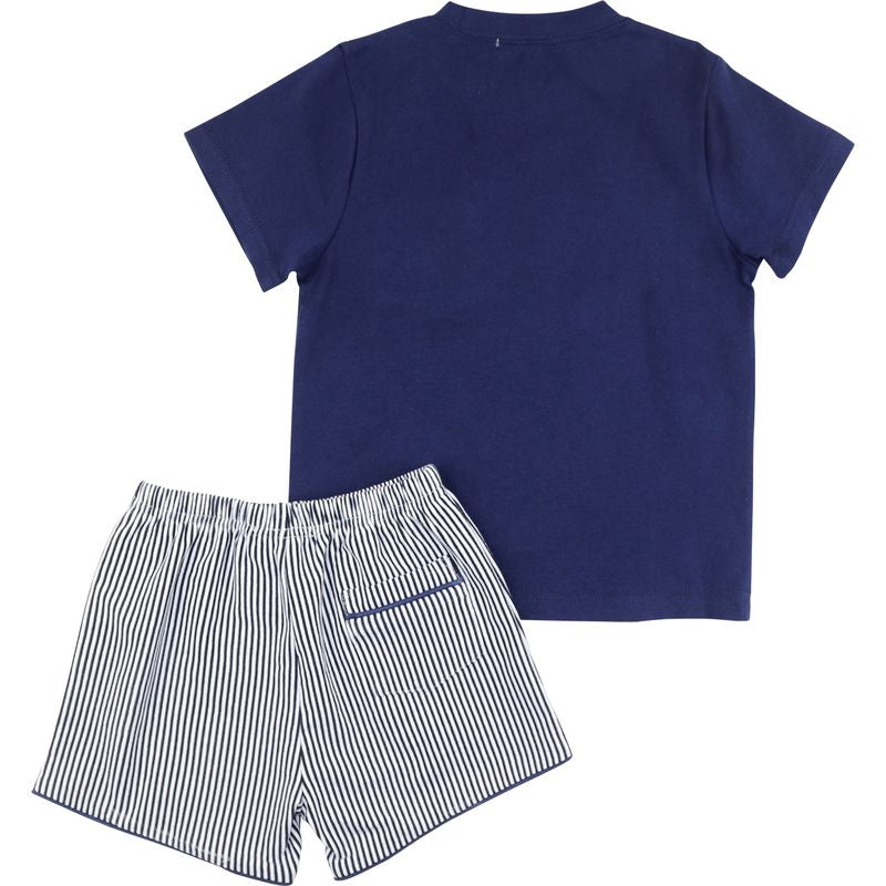 Navy Stripe Pocket Short Set
