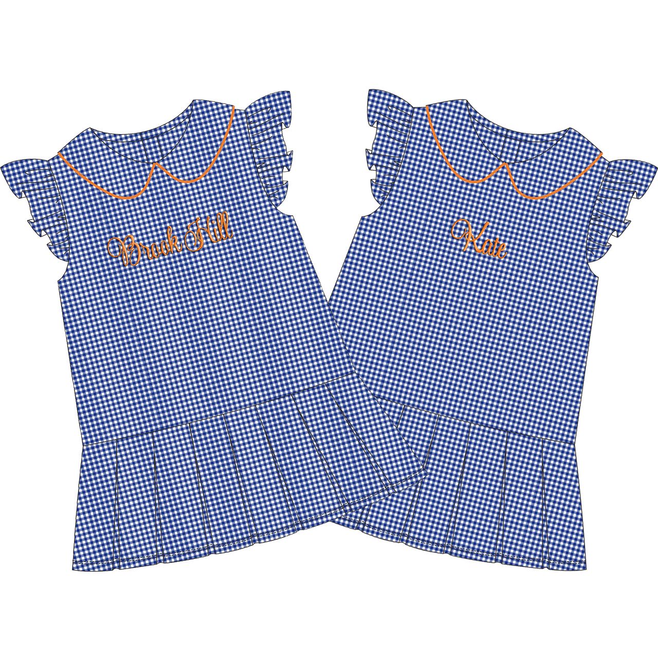 Blue Knit Gingham Tennis Dress