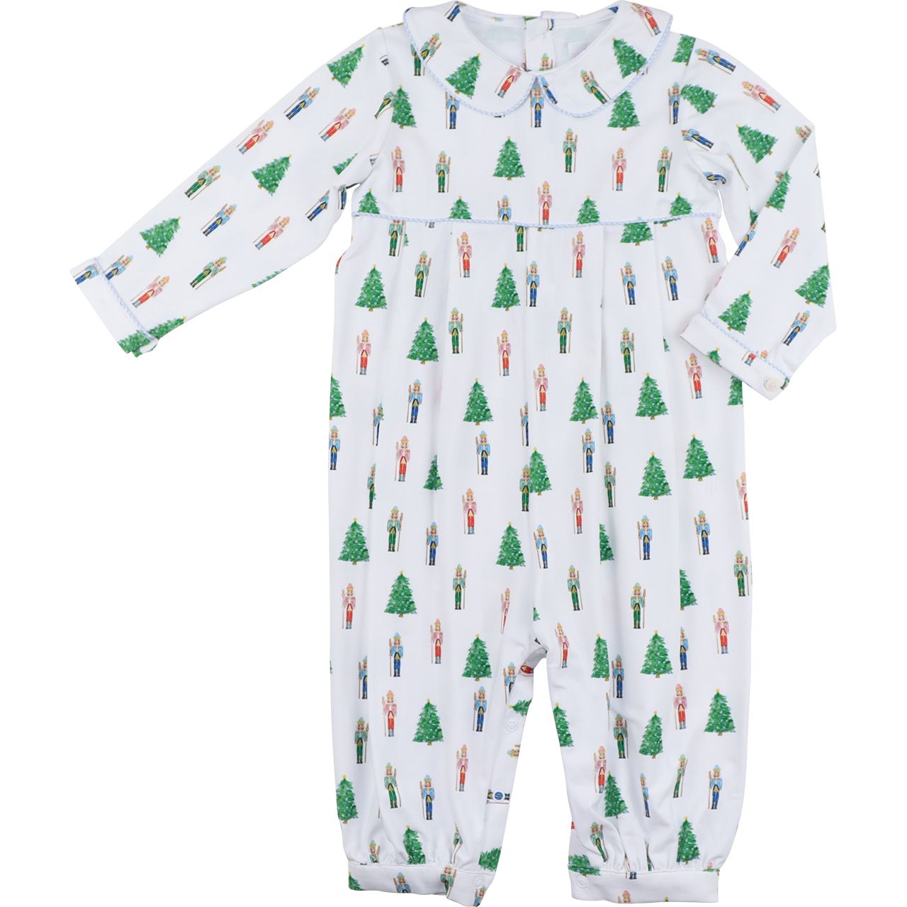 Nutcracker And Christmas Tree Print Knit Long Romper