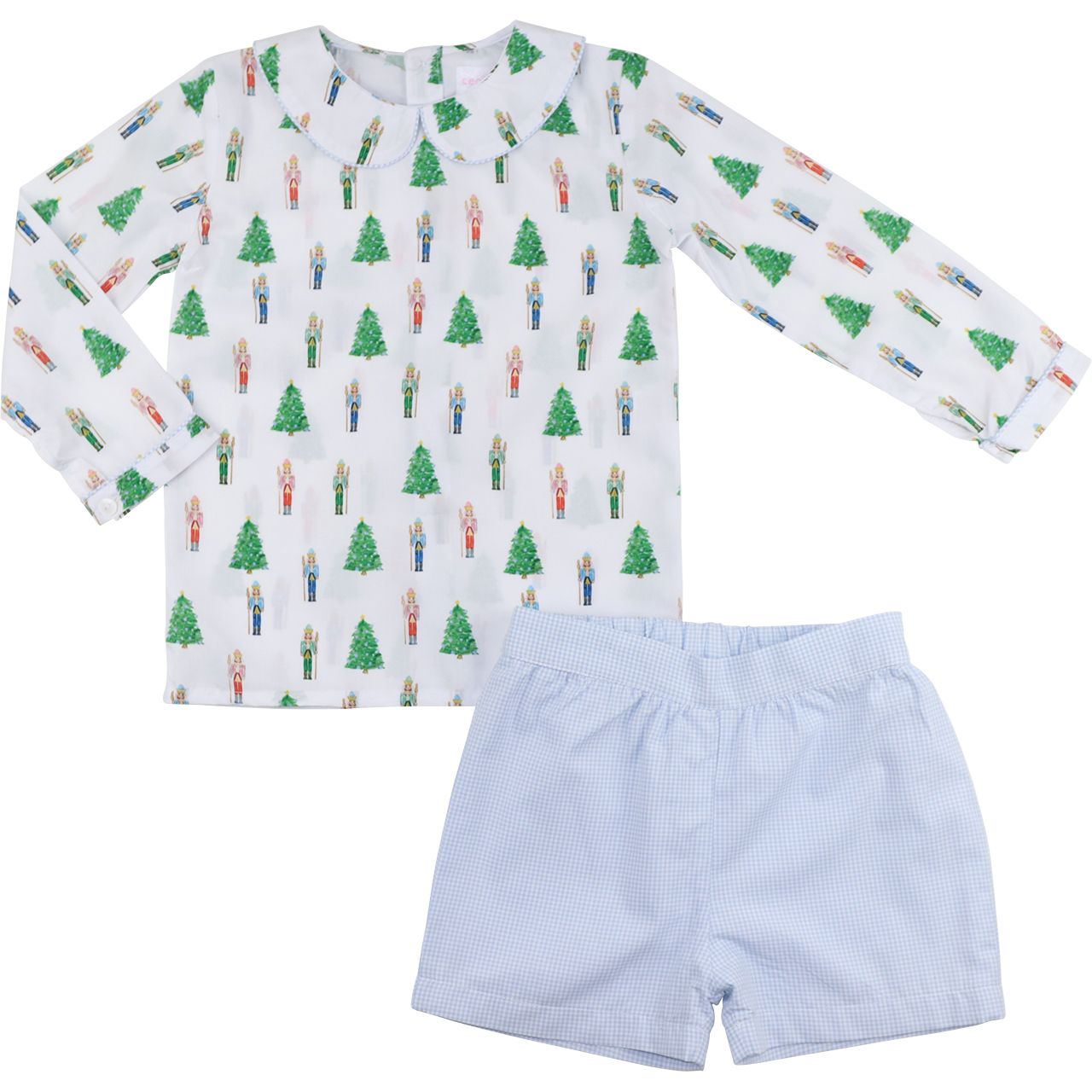 Nutcracker And Christmas Tree Print Short Set