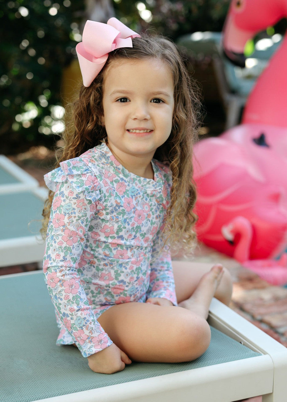 Pink And Blue Floral Swimsuit