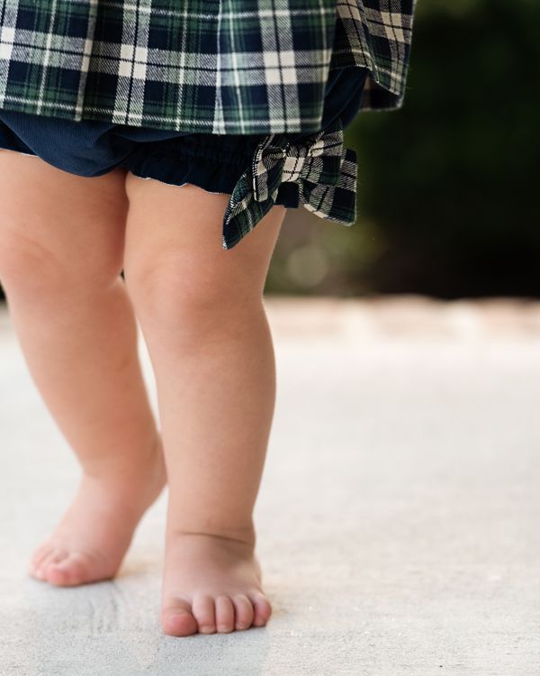 Green And Navy Plaid Bow Diaper Set
