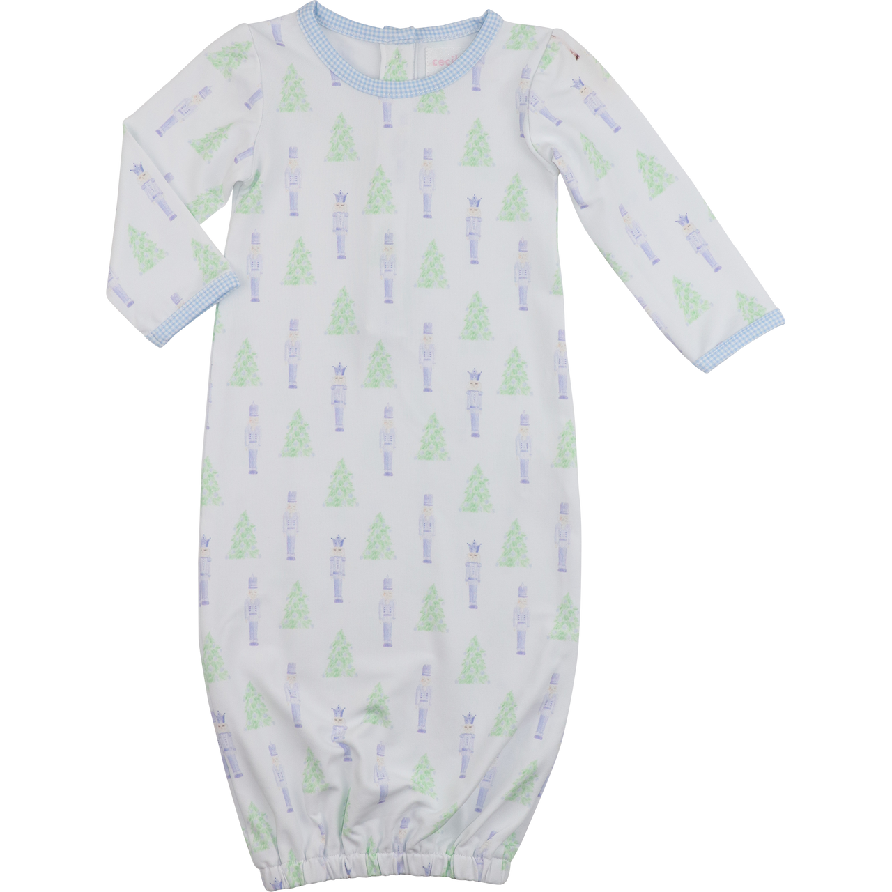 Green And Blue Knit Nutcracker And Christmas Tree Baby Gown