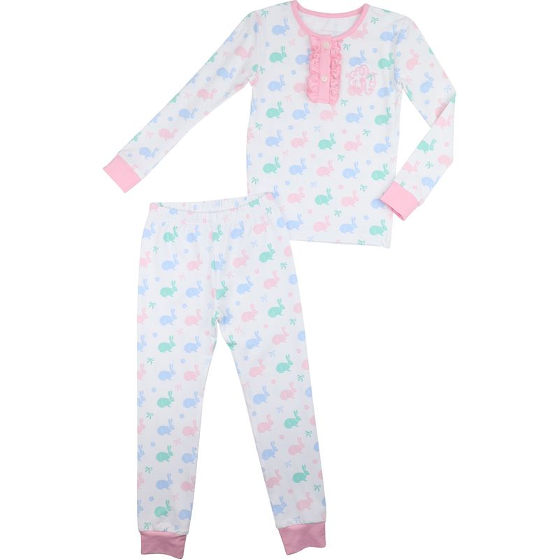 Pastel Bunny Print Knit Pajamas