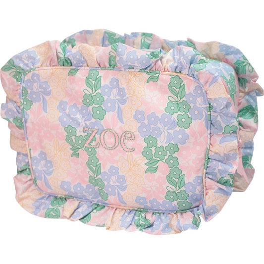 Pastel Floral Ruffle Zipper Pouch