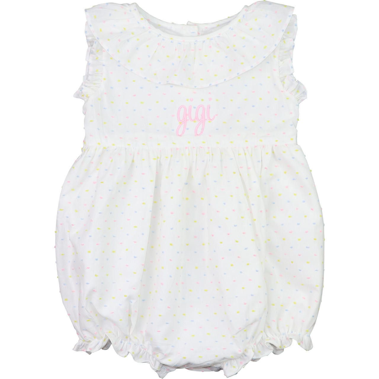 Pastel Swiss Dot Ruffle Collar Bubble