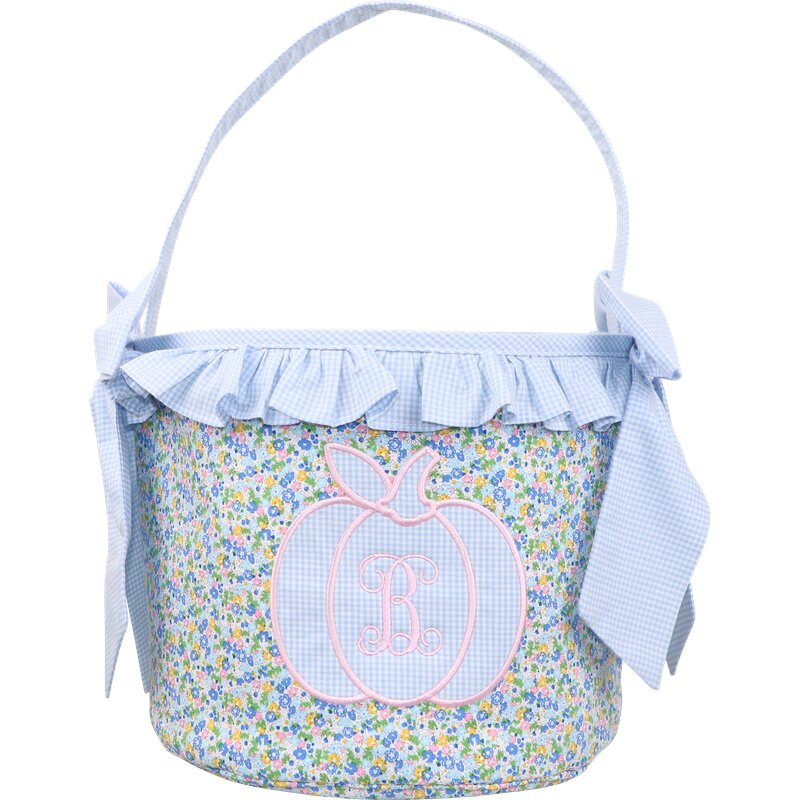Petite Floral Applique Pumpkin Bucket