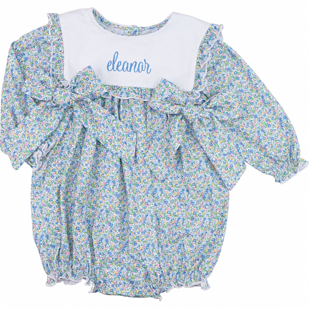Petite Floral Knit Bow Square Collar Bubble1