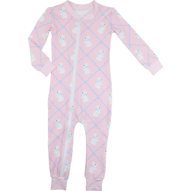 Pink And Blue Bunny Knit Zipper Pajamas