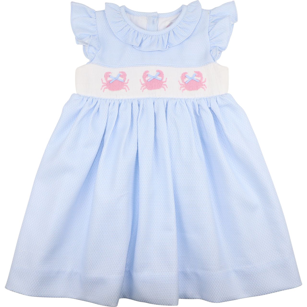 Pink And Blue Smocked Crabs Dress