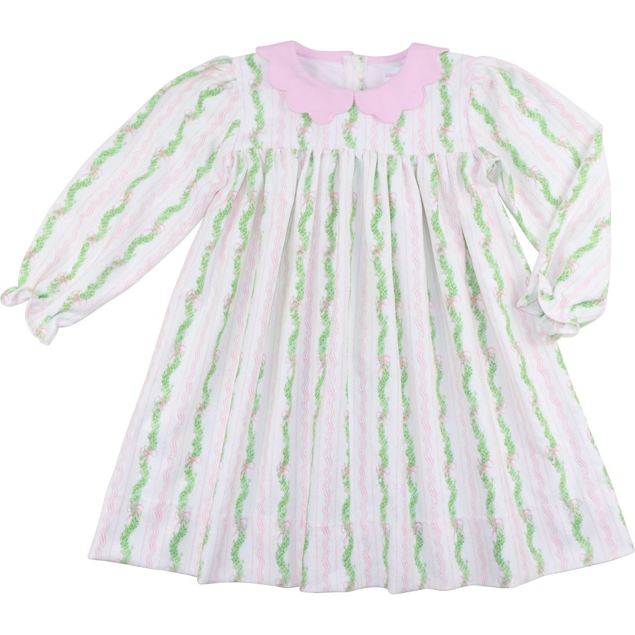 Pink And Green Corduroy Garland And Bow Dress