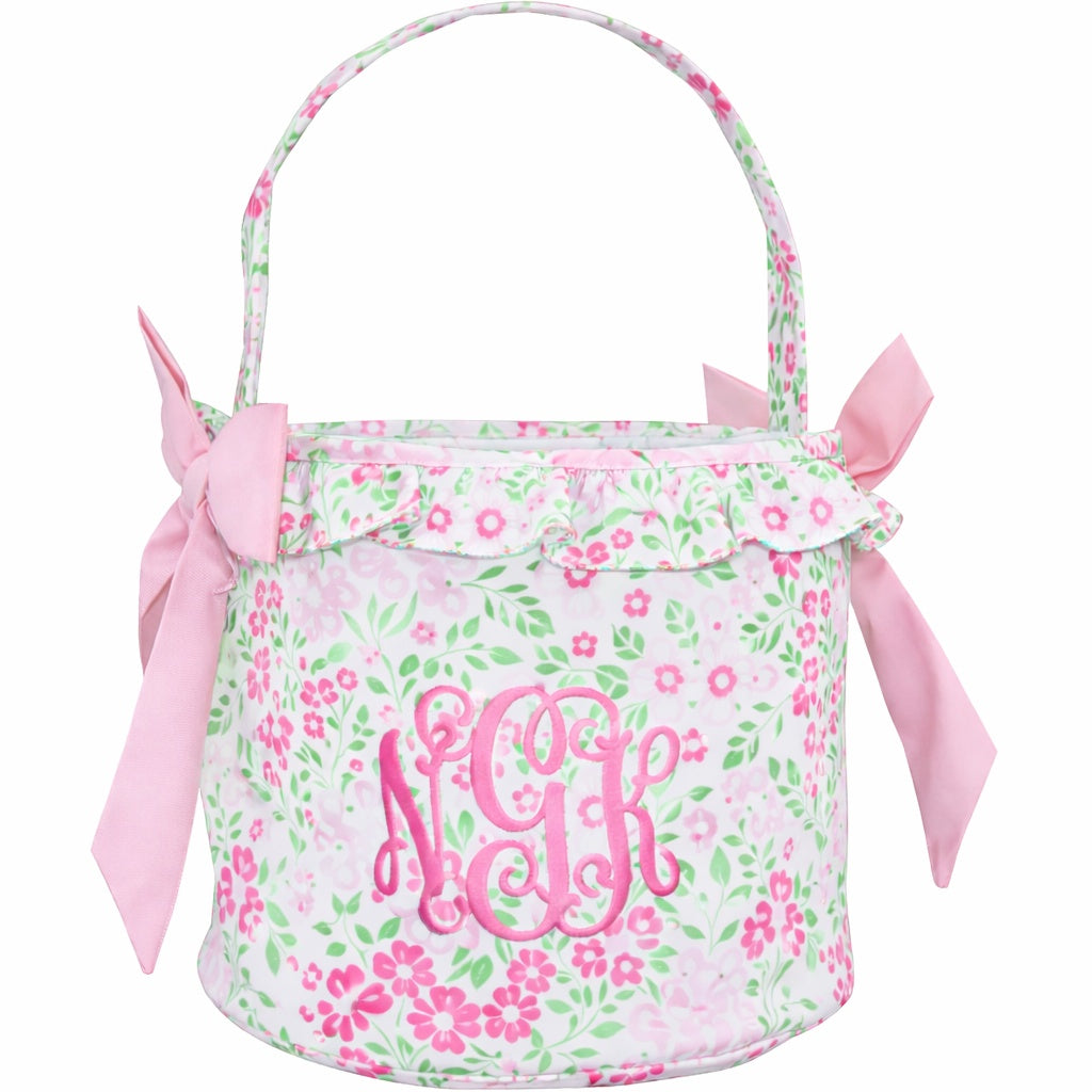 Pink And Green Floral Easter Basket