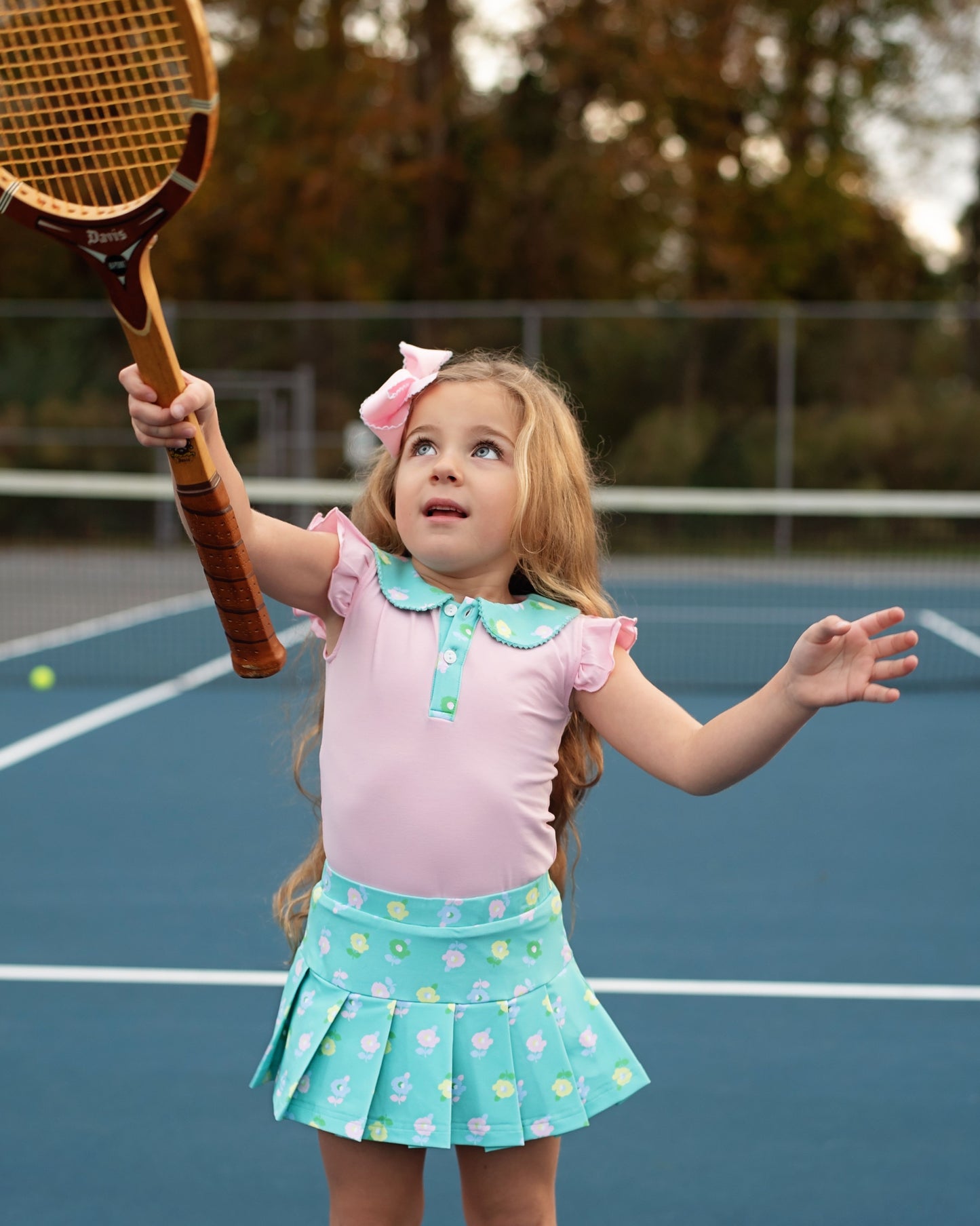 Pink And Green Floral Tennis Set