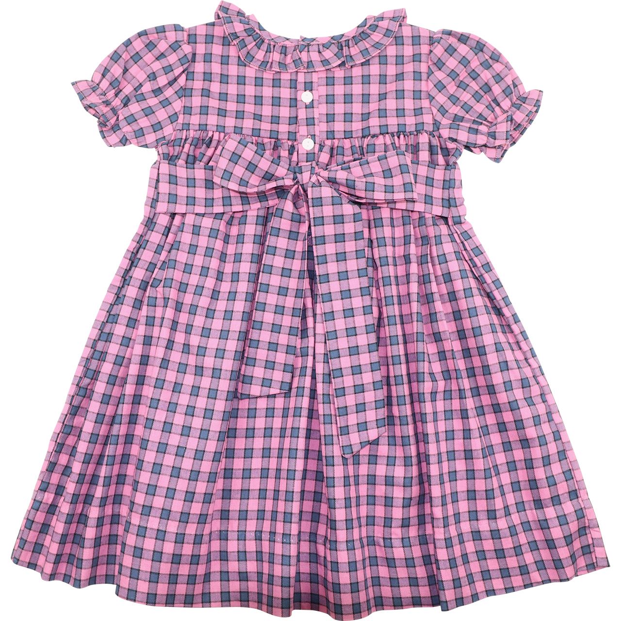 Pink And Navy Check Dress Back