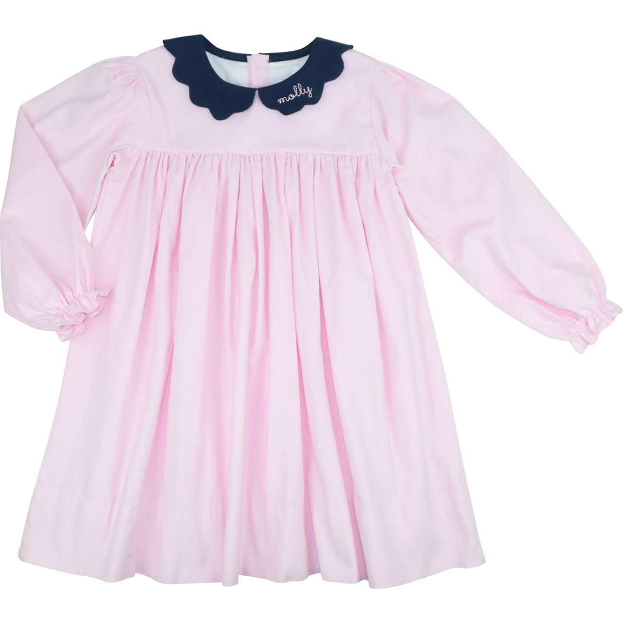 Pink And Navy Corduroy Dress
