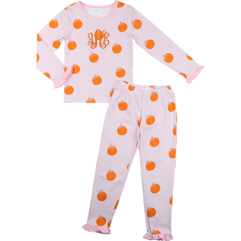 Pink And Orange Knit Pumpkin Pajamas