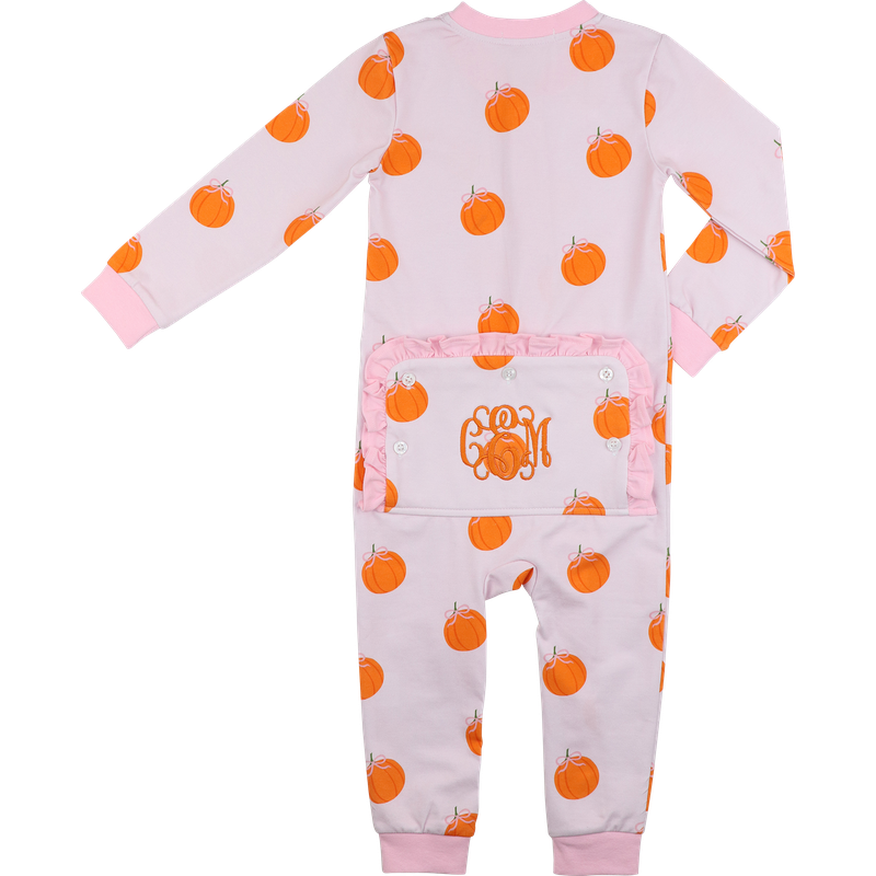 Pink And Orange Knit Pumpkin Zipper Pajamas