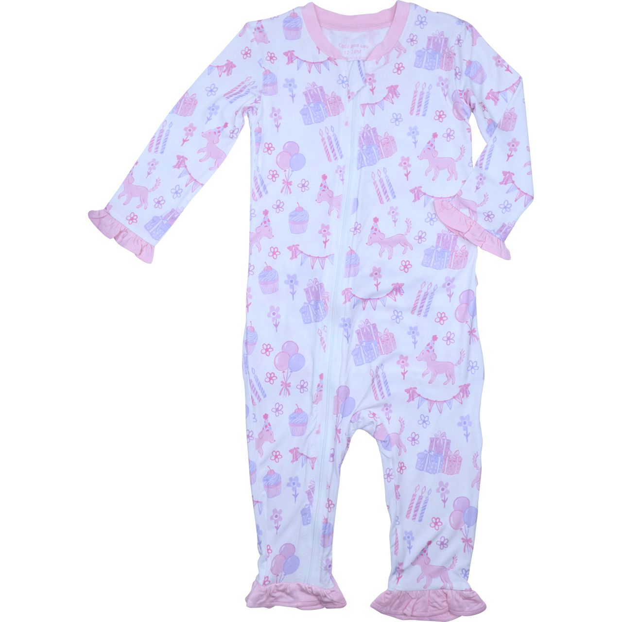 Pink And Purple Knit Birthday Zipper Pajamas