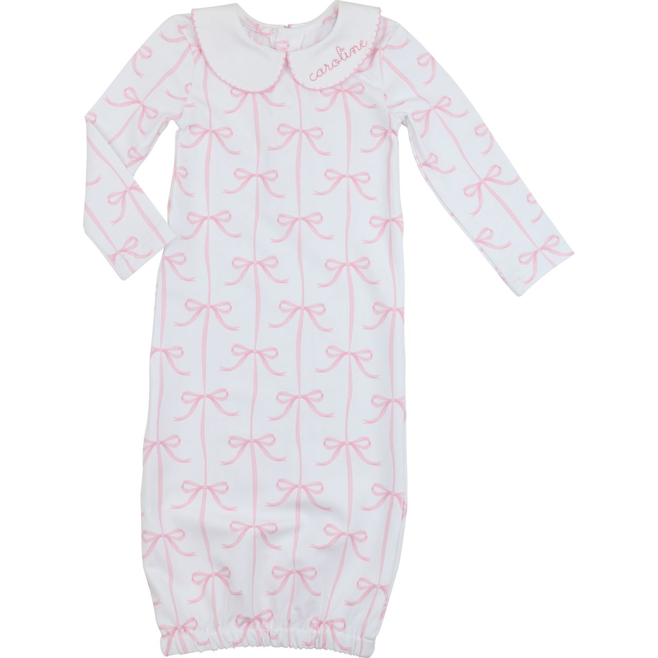Pink Bow Knit Baby Gown