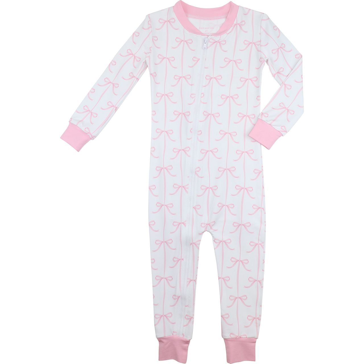 Pink Bow Knit Zipper Pajamas