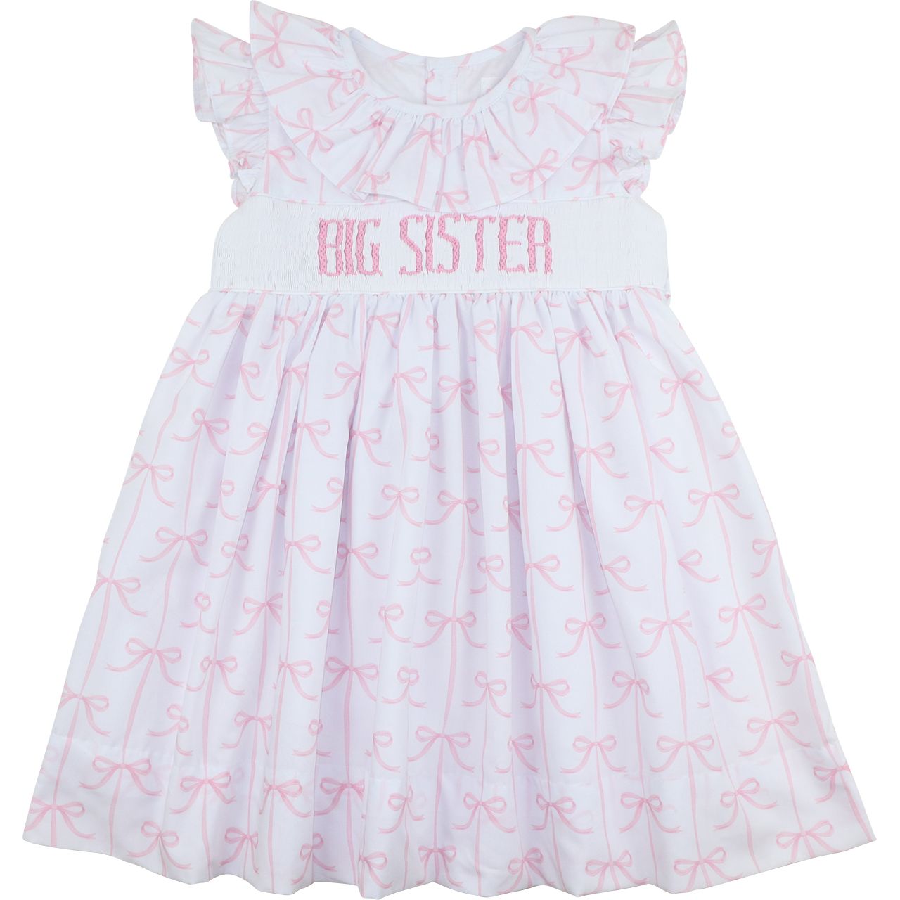 Pink Bow Smocked Big Sister Dress Size 4T