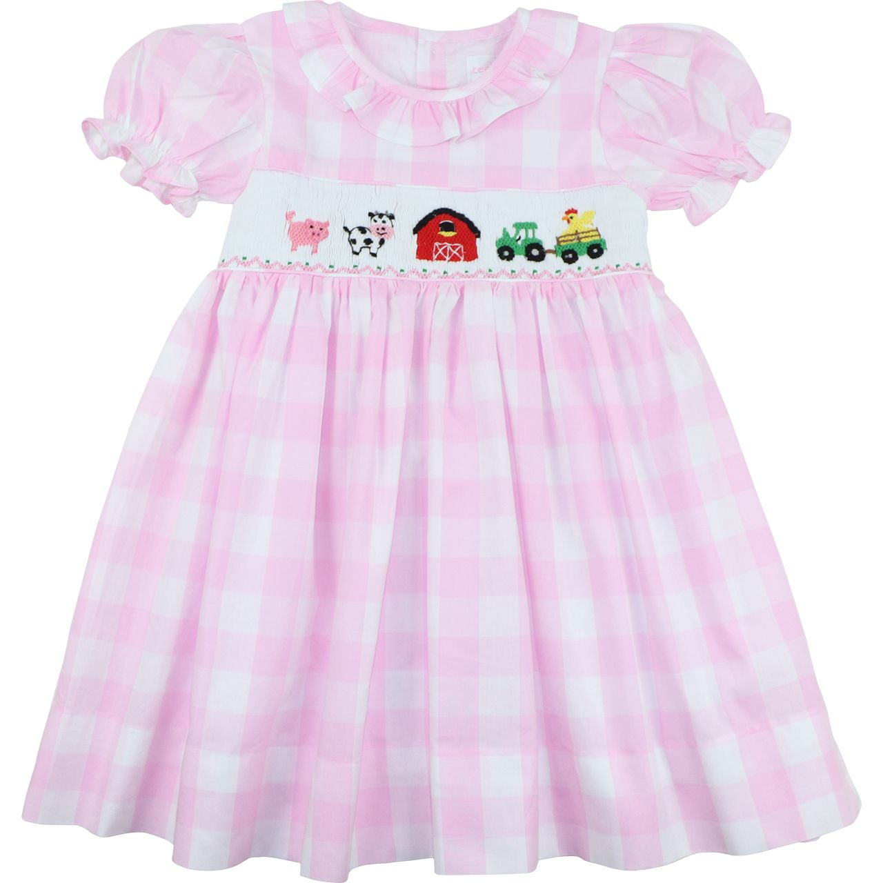 Pink Buffalo Check Smocked Farm Dress