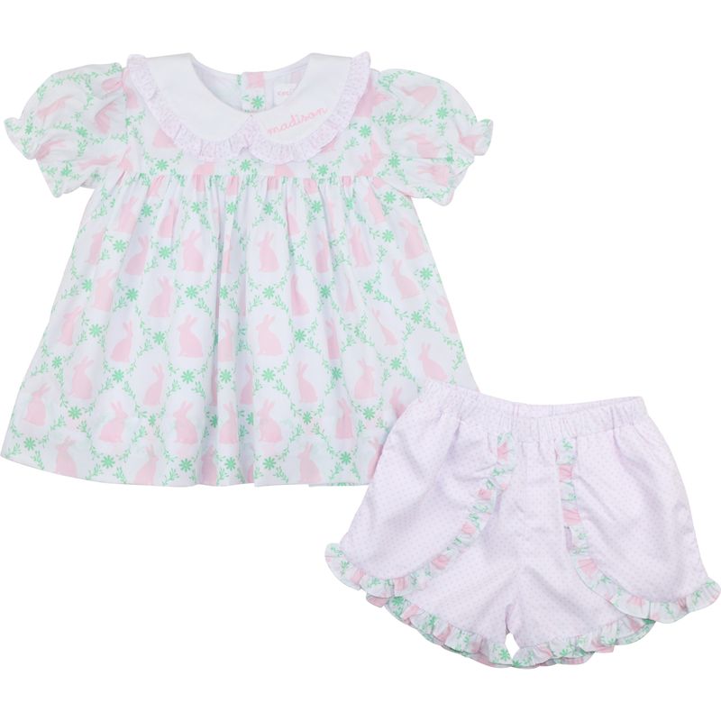 Pink Bunny And Ivy Print Short Set