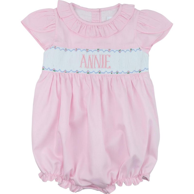 Pink Custom Smocked Rosette Bubble